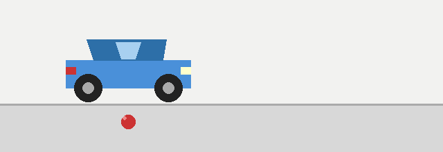 A car drives to the right at constant speed.